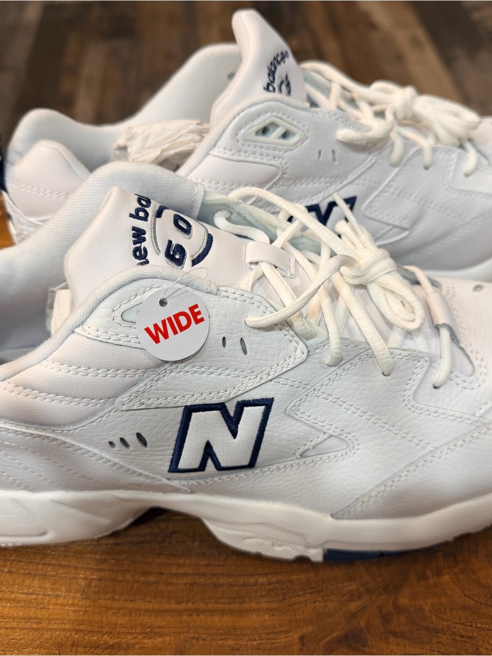 New Balance 608 MX608WT Men’s Size 13 2E Wide White Navy Leather Sneakers NEW